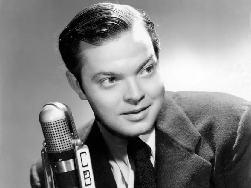 Orson Welles promoting his Mercury Radio Theater. Public domain.