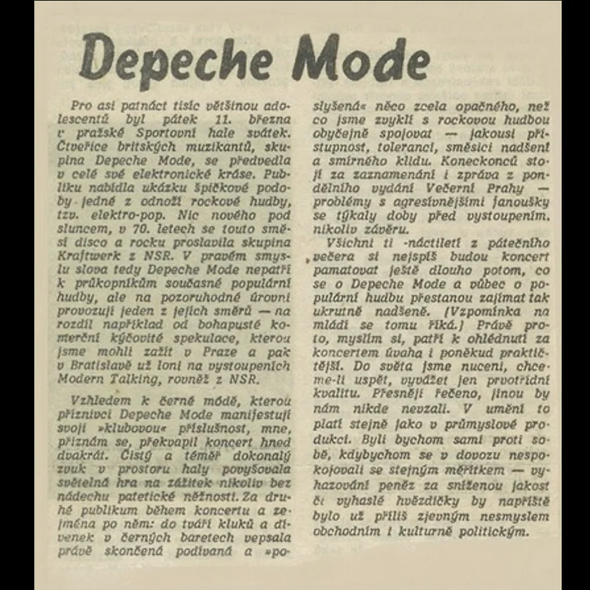 Review of the 1988 Depeche Mode concert in Rudé právo. Via Depeche.cz.