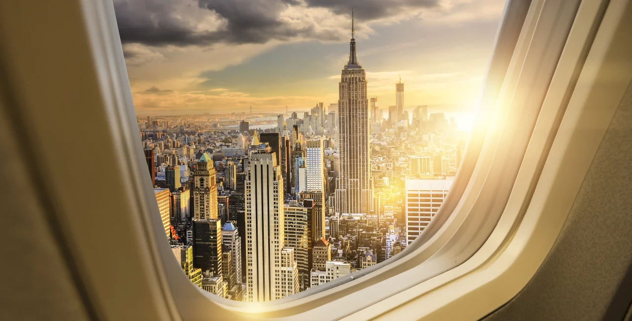 View of New York City from an airplane window. Photo: iStock / guvendemir