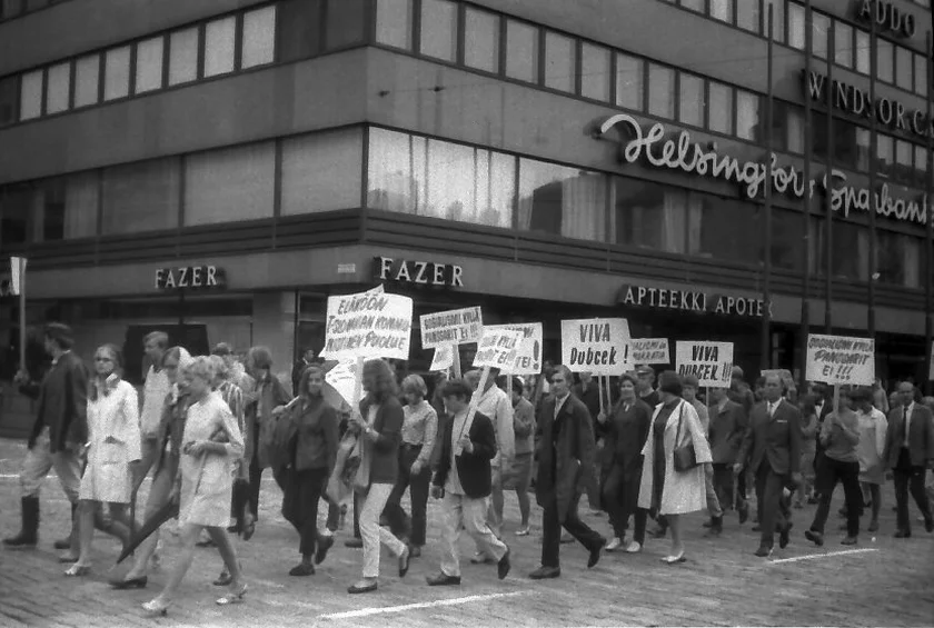 Protest in Helsinki in 1968. Photo: Szilas, public domain