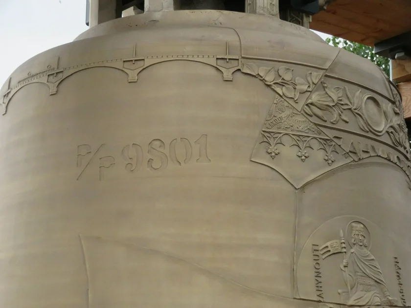 Symbolic number 9801 on the side of the bell. Photo: Raymond Johnston.