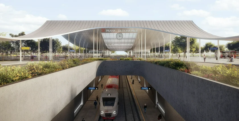Visualization of the Dlouhá Míle terminal. Source: SŽ, Pavlíček Hulín architekti.