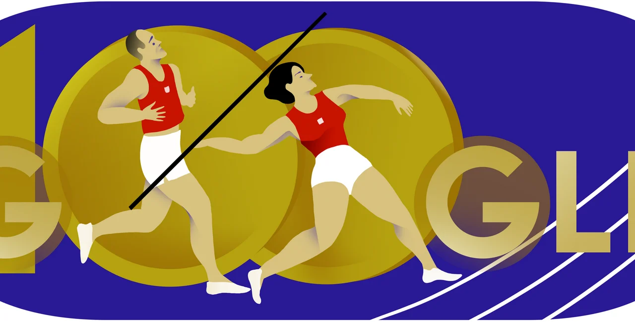 Google Doodle for Emil Zátopek and Dana Zátopková. Photo: Google.