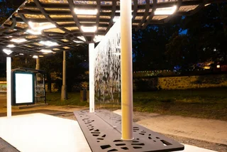 3D-printed tram stop shelter at Stromovka. Photo: Facebook / Adam Scheinherr
