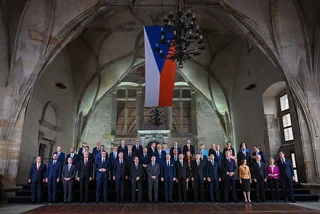 Photo of leaders who took part in the European Political Community meeting, via Twitter/Petr Fiala.