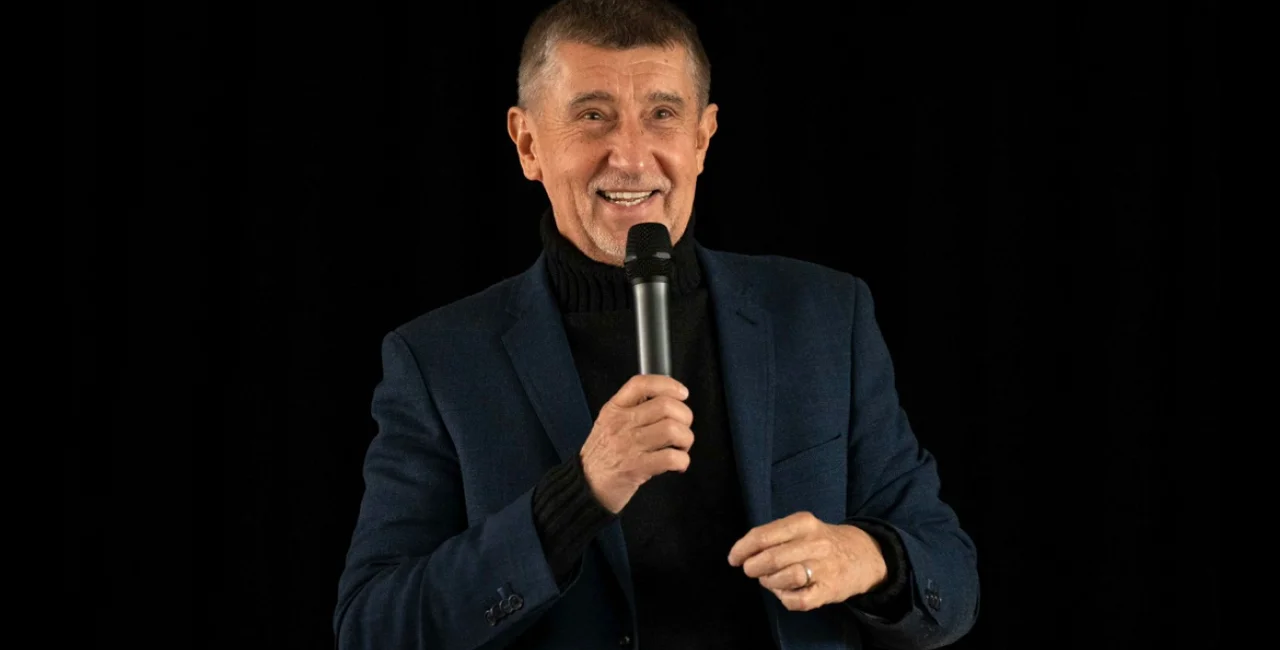 Andrej Babiš speaking at an event in November. Photo via his Facebook account.