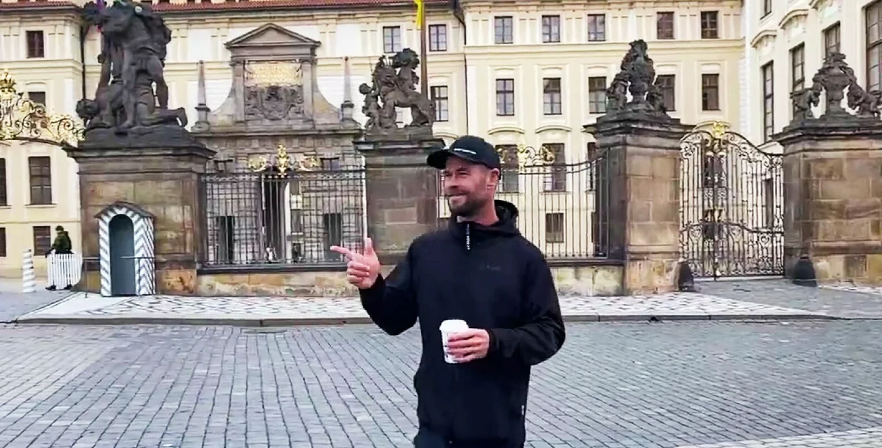 Chris Hemsworth in Prague. Screenshot via Instagram.