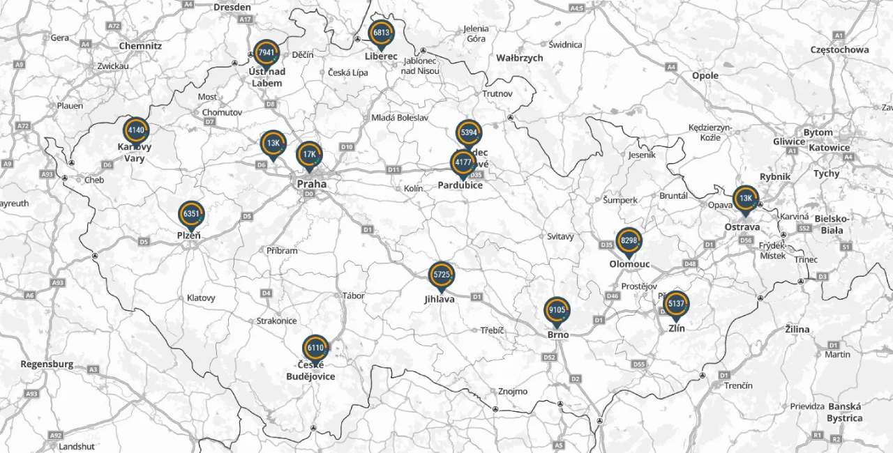 Screenshot: Mapa kriminality