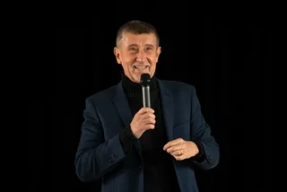 Andrej Babiš speaking at an event in November. Photo via his Facebook account.