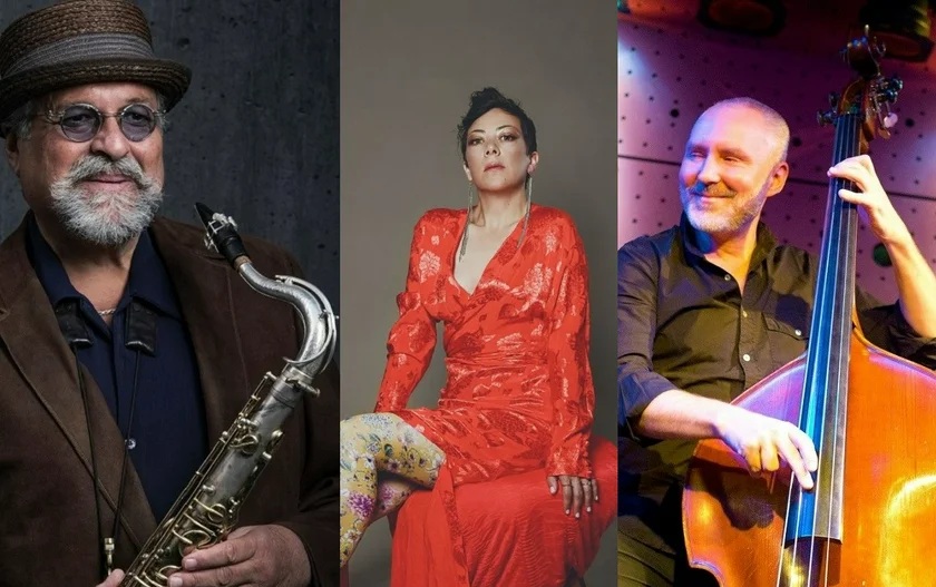 Saxophonist Joe Lovano, singer  Gretchen Parlato, and Reid Anderson  of The Bad Plus. Photo: Jazz Dock