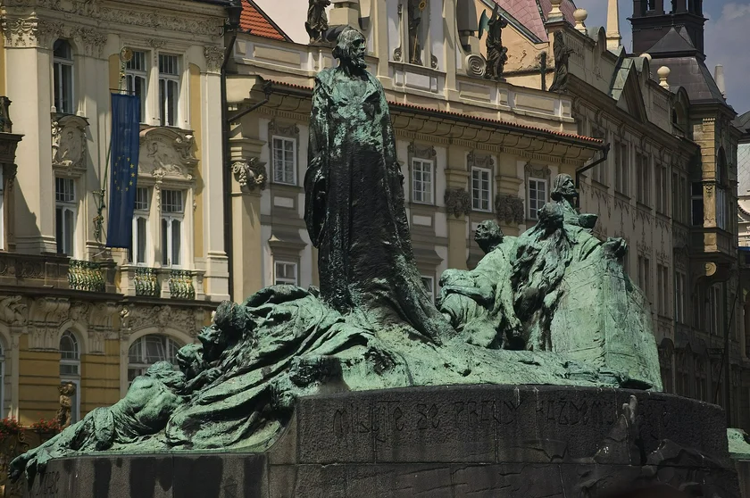The Jan Hus monument in the Old Town Square. Photo via Wikimedia Commons/Aqwis, under CC