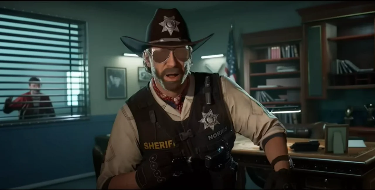 Chuck Norris is one of the stars of the Crime Boss action game. Screenshot via PlayStation/Youtube.