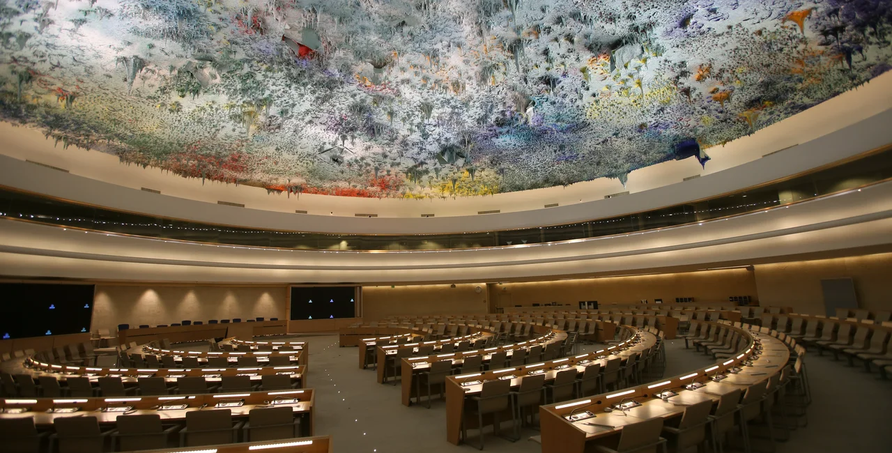 The meeting room of the UN Human Rights Council (Source: Wikimedia Commons)