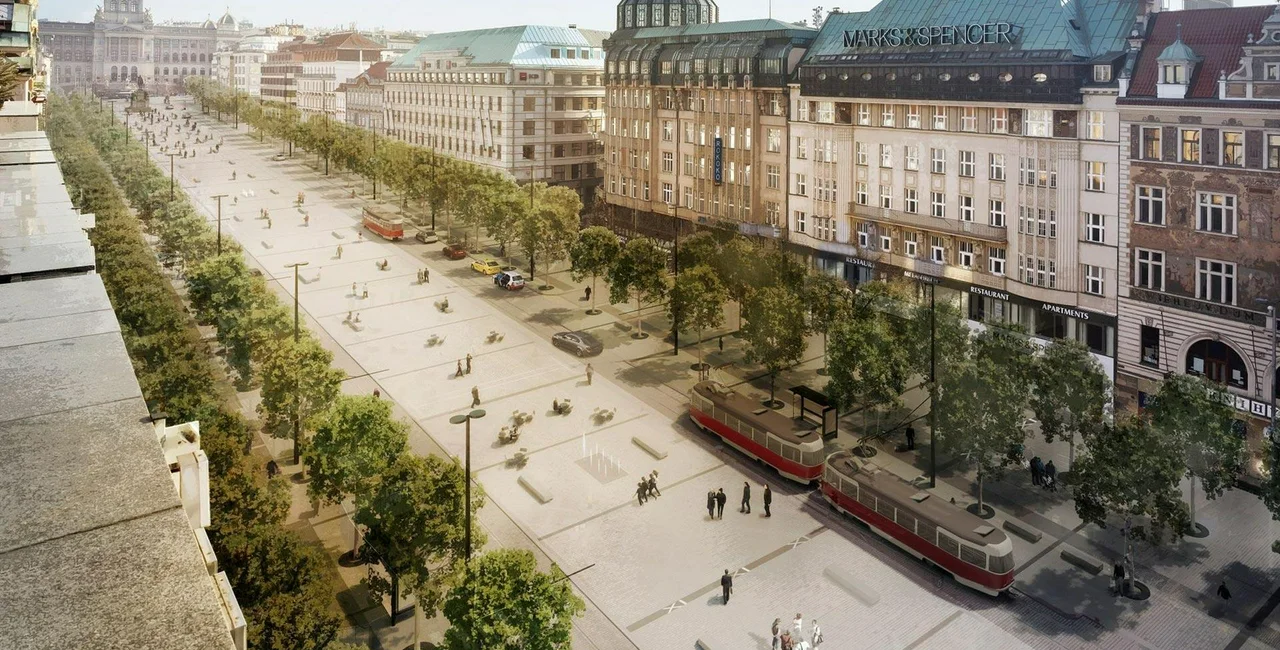 Visualization of trams on Wenceslas Square. Photo: IPR Praha.
