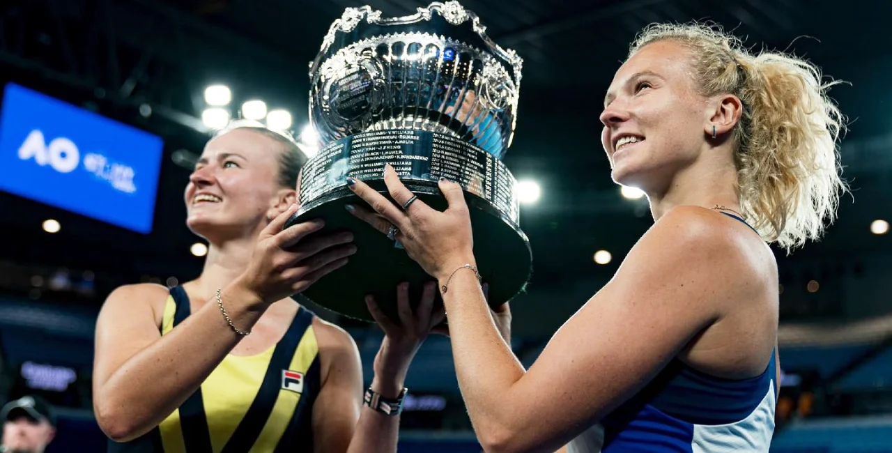 Barbora Krejčíková and Kateřina Siniaková at the 2023 Australian Open. Photo: Facebook / Kateřina Siniaková