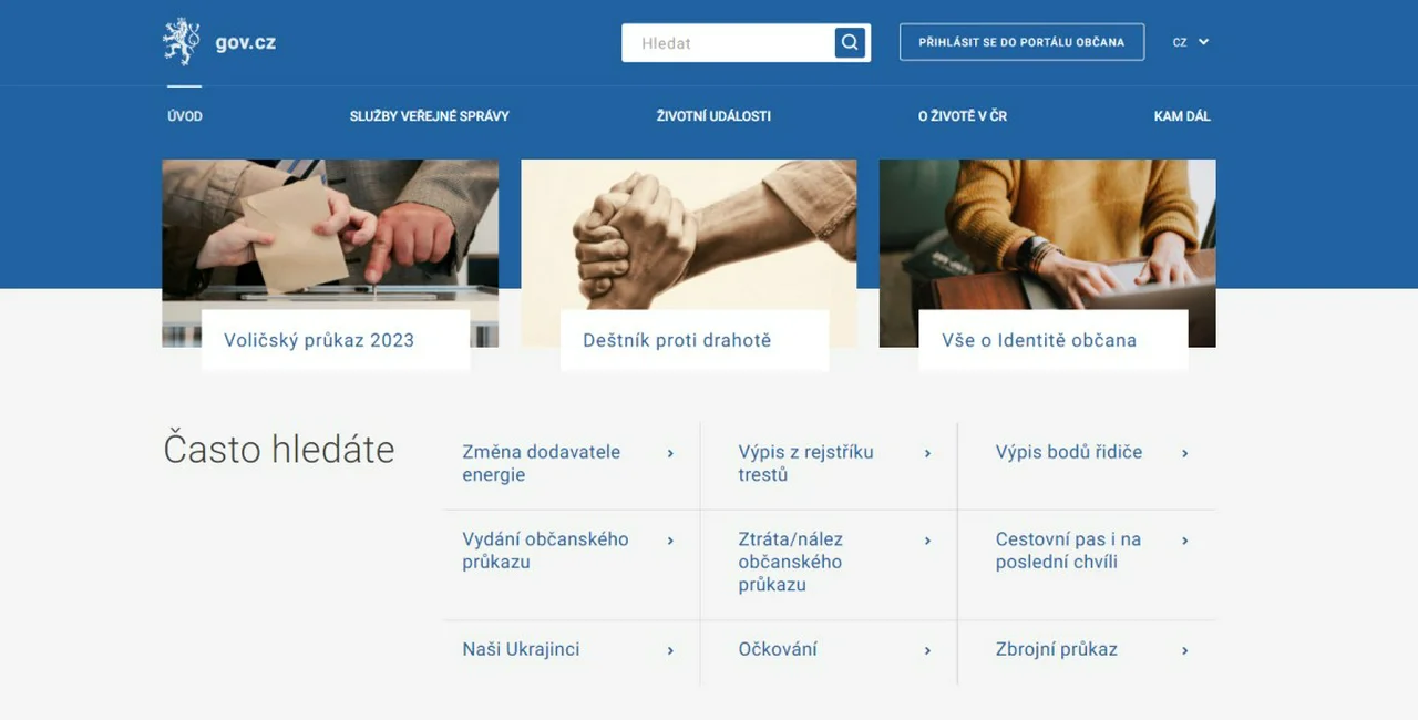 Screenshot of gov.cz