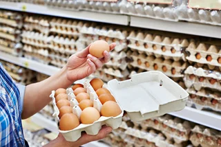 A shopper examines eggs in a store. Photo: iStock, sergeyryzhov.