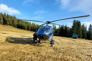 Helicopter involved in the search for a mother and son in Czechia's highest mountain range. Photo via