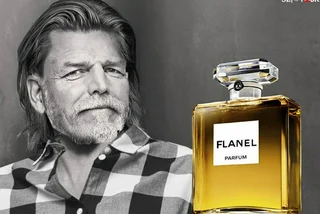Petr Pavel in one of his customary flannel shirts with a new, "Flanel" fragrance beside him. Source Twitter/@general_Pavel
