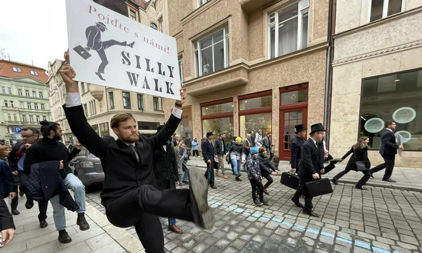 Photo from the Silly Walk in Brno, via Facebook/Silly Walks - The International March
