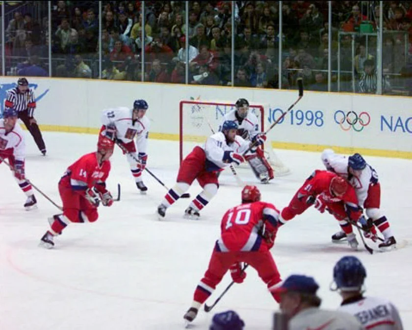 The hockey game between the Russian and Czech Olympic teams took place on