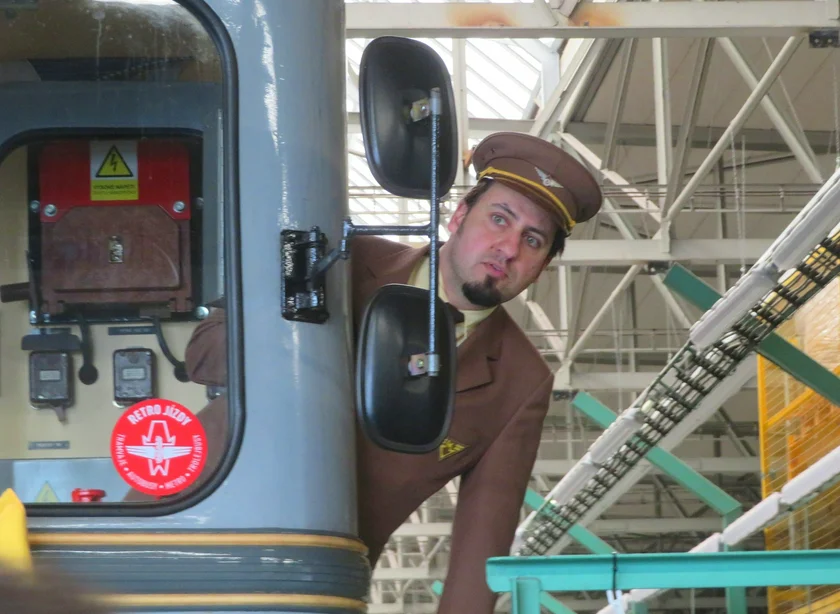 Train driver in a historical costume. Photo: Raymond Johnston