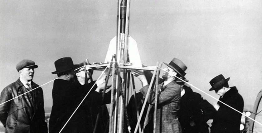 Experimental rocket launch in 1930. Photo: Public domain