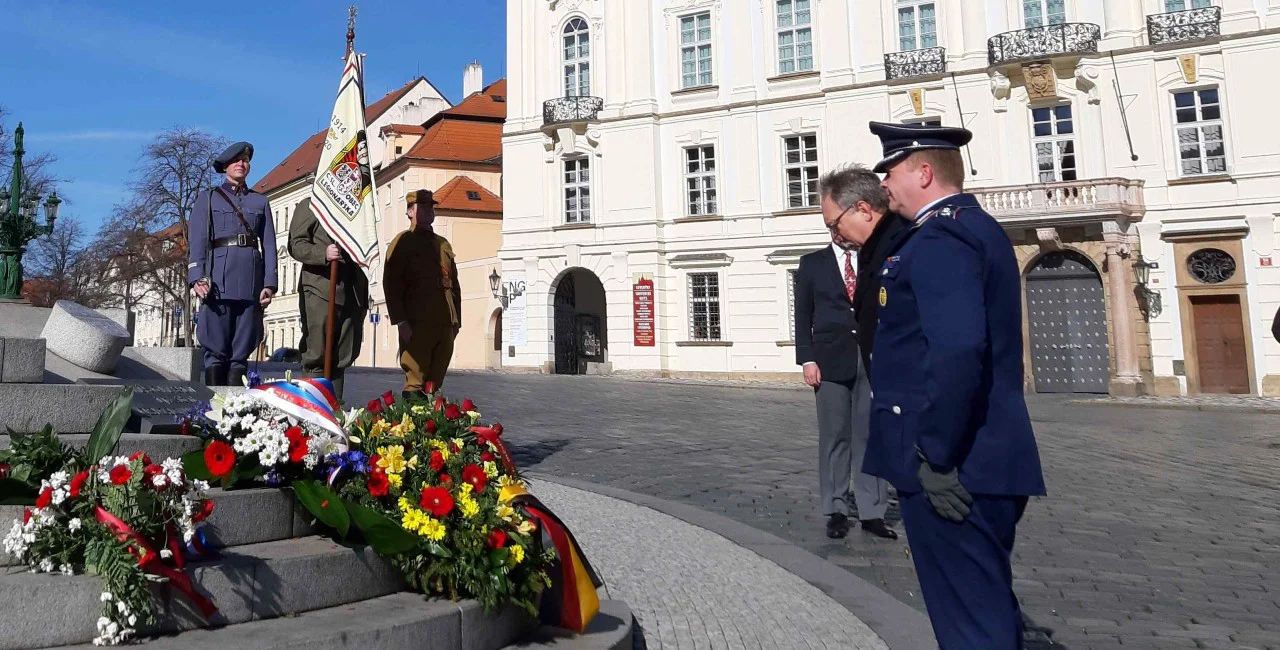 Czech Legionnaires at Prague Castle on a past anniversary of the Nazi occupation of Prague.