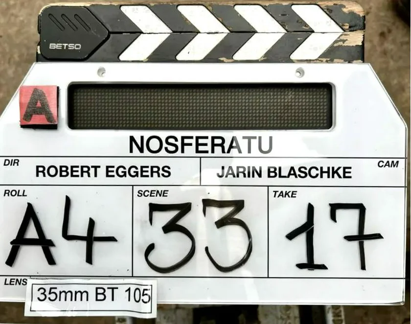 Clapper for 'Nosferatu.' Photo: Facebook, Barrandov Studios