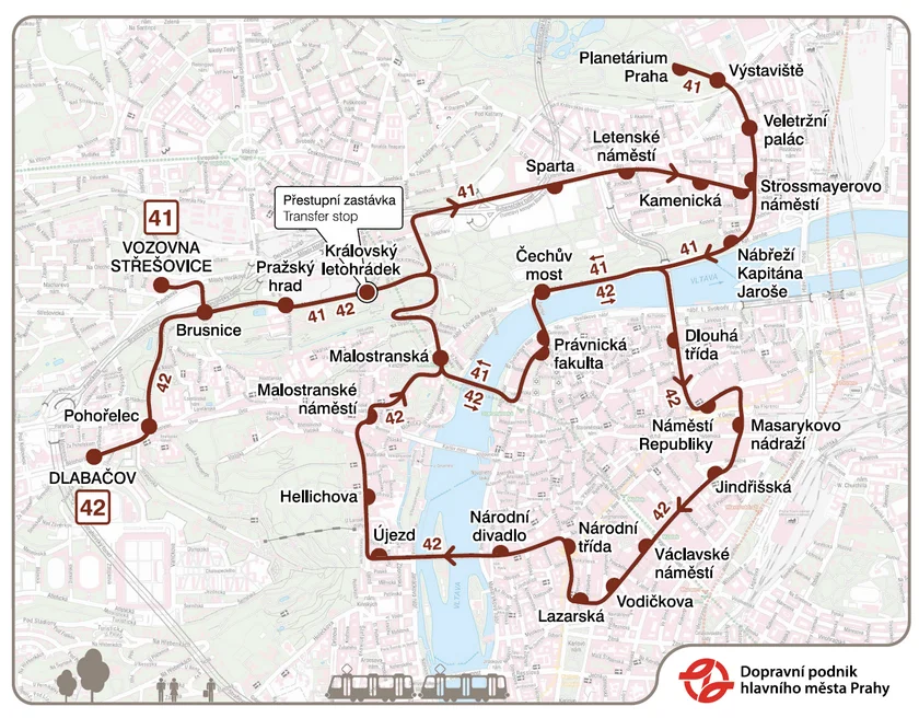 Historic tram routes 41 and 42. Image: DPP