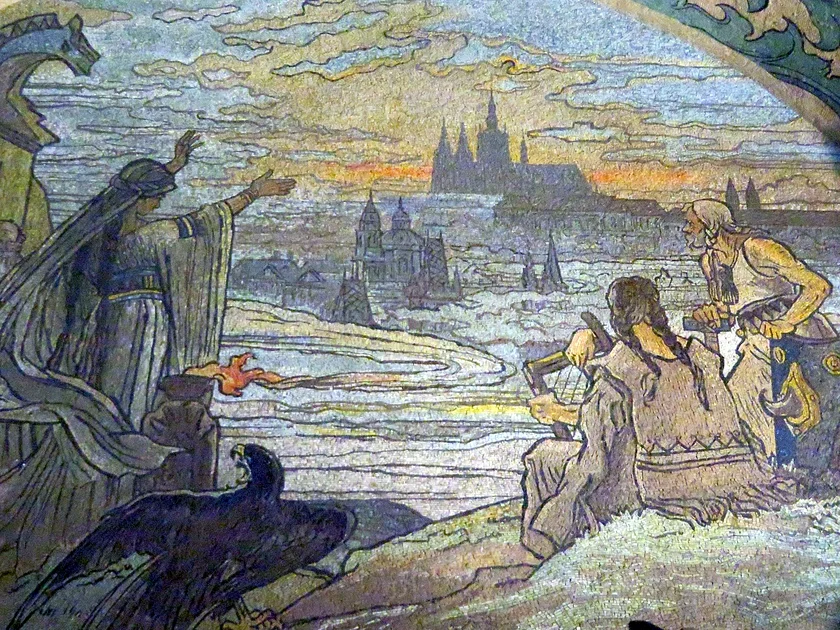Mural of Libuše's prophecy in Old Town Hall. Photo: Raymond Johnston