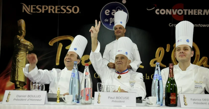Paul Bocuse (middle) surrounded by the jury of the Bocuse d'Or competition.