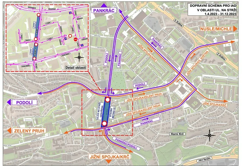 The affected area that will be closed (Source: Prague 4 official website)