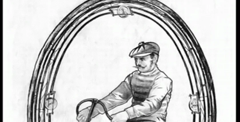 Ad for Ludvík Očenášek's unicycle. Photo: Public domain