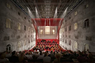 Modern ‘ship in a bottle’ concert hall opening inside a historical spa in Czechia