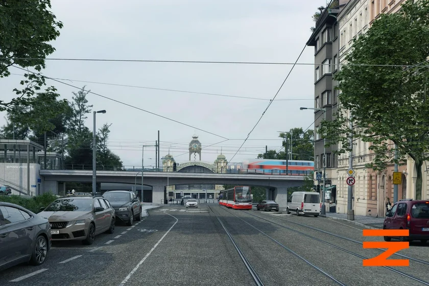 Visualization of the new bridge at the Praha-Výstaviště station. Image: SŽ