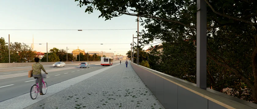 Expanded walkway on the highway. Photo: agps architecture