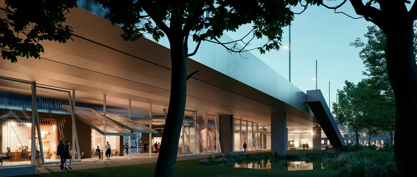 Planned shops under the highway. Photo: agps architecture