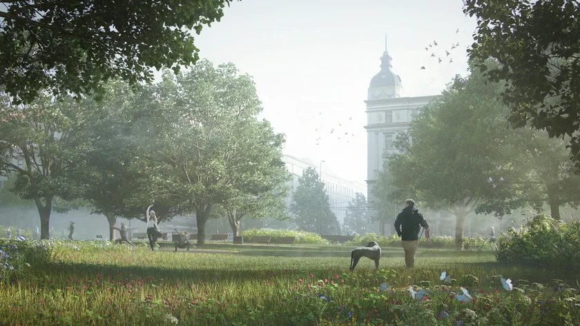 Visualization of Těšnov park. Lola Landscape architects