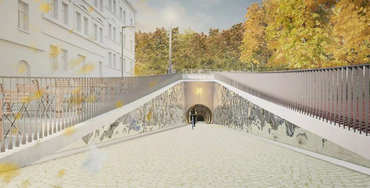 Planned art for the Žižkov Tunnel entry. Photo: Praha 3