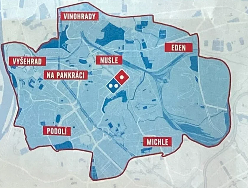 The Domino's catchment area for deliveries.