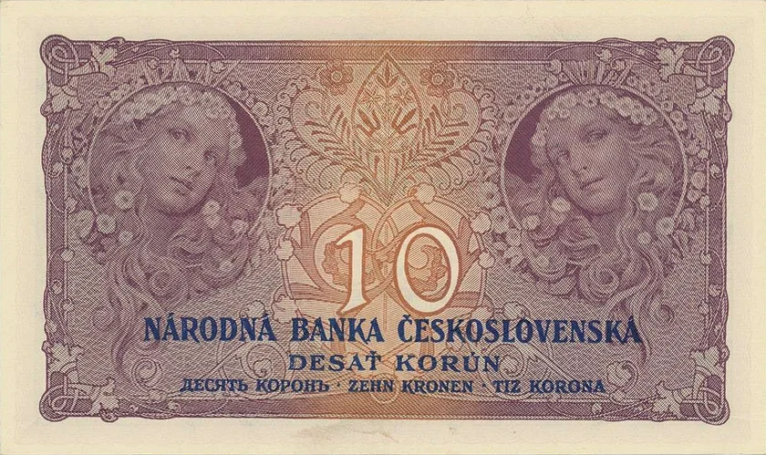 Banknote designed by Alfons Mucha. Photo: Czech National Bank