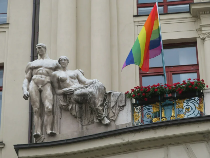 Rainbow flag at Prague City Hall in 2019. Photo: Raymond Johnston