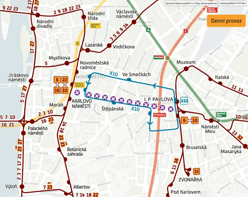 Map via Prague Public Transit Company.