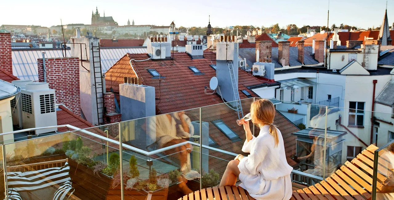 Visit Prague's secret rooftop jacuzzi and spa for treatments, bubbles, and views