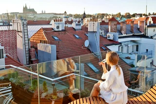 Visit Prague's secret rooftop jacuzzi and spa for treatments, bubbles, and views