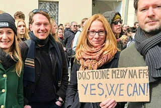 Prostestors earlier this year at an "Hour of Truth" event at the University of Hradec Králové.
