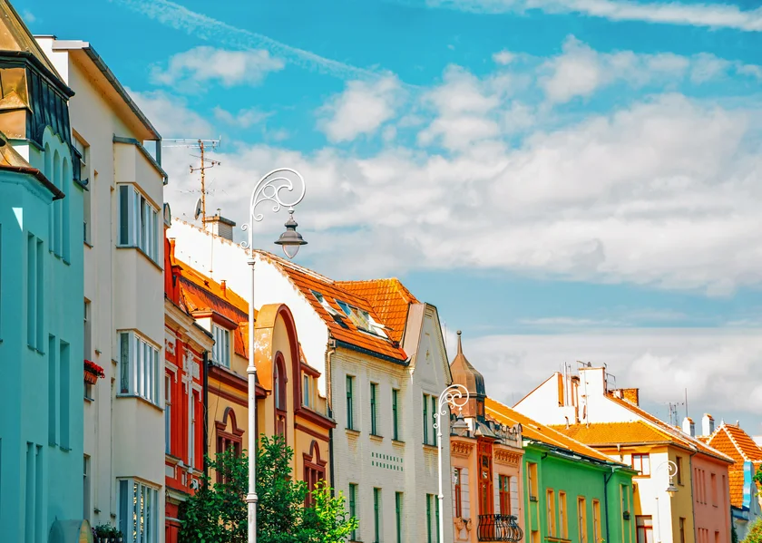 Old town colorful houses in Brno. Photo via iStock by Sanga Park