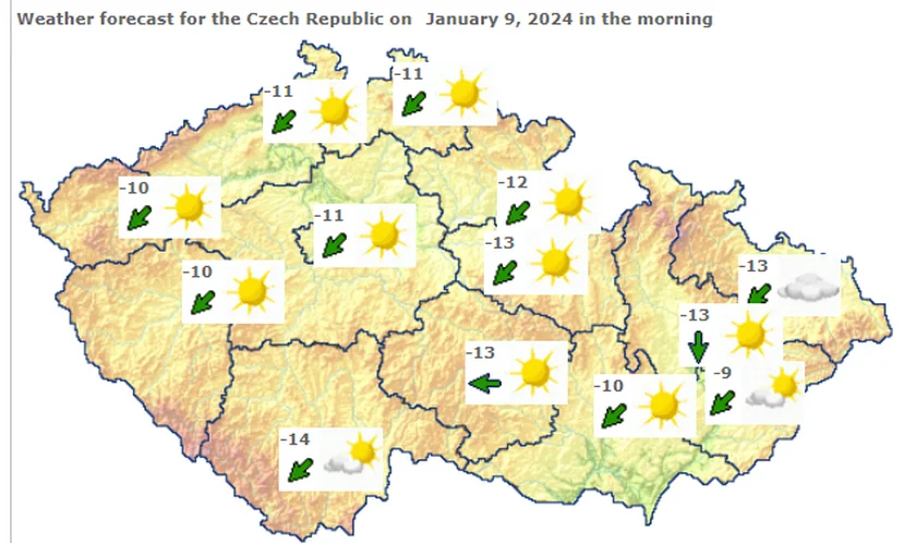 A cold morning awaits Czechia on Tuesday. Photo: Screengrab from