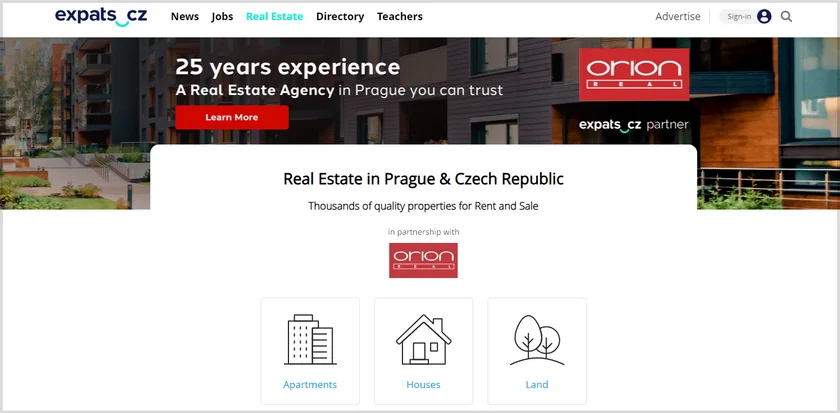 Real Estate homepage - example of Real Estate Partnership